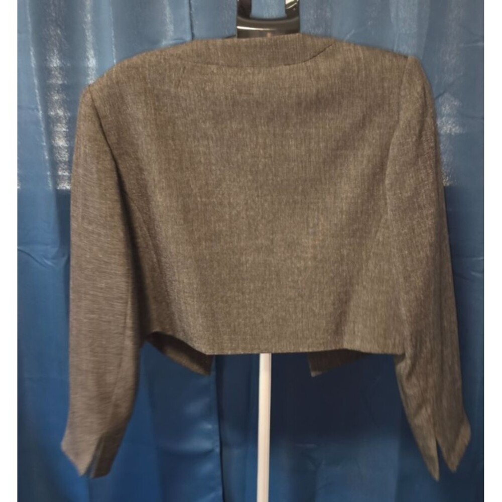 Kasper Dark Gray Black Suit Blazer Jacket Woman Size 16W Open Front - Picture 2 of 3